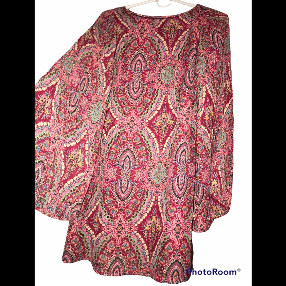 Fire Los Angeles Paisley 60’s Bell Sleeve Mod Mini Dress size Small